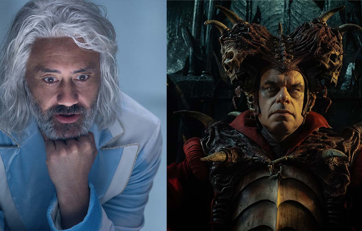 Taika Waititi och Jemaine Clement utklädda som gud och djävul.