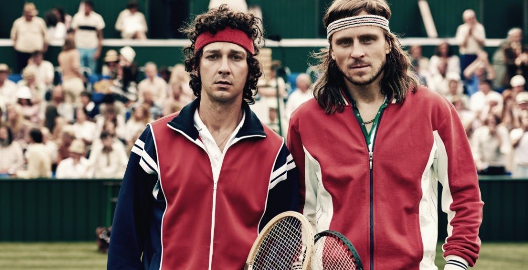 Shia LaBeouf och Sverrir Gudnason i rollerna som John McEnroe och Björn Borg