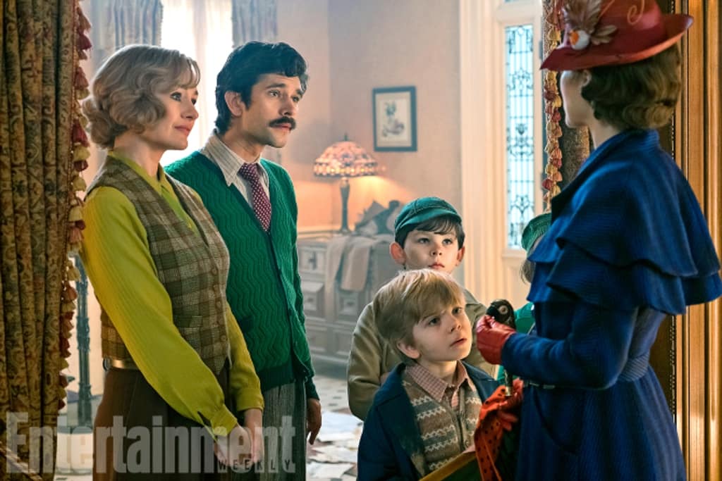 Bilder från filmen Mary Poppins Returns.