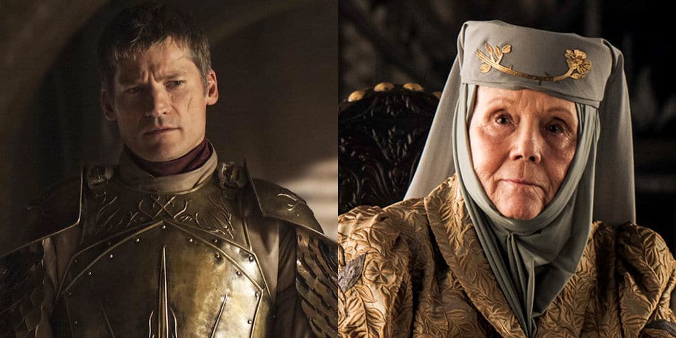 Nikolaj Coster-Waldau och Diana Rigg i Game of Thrones