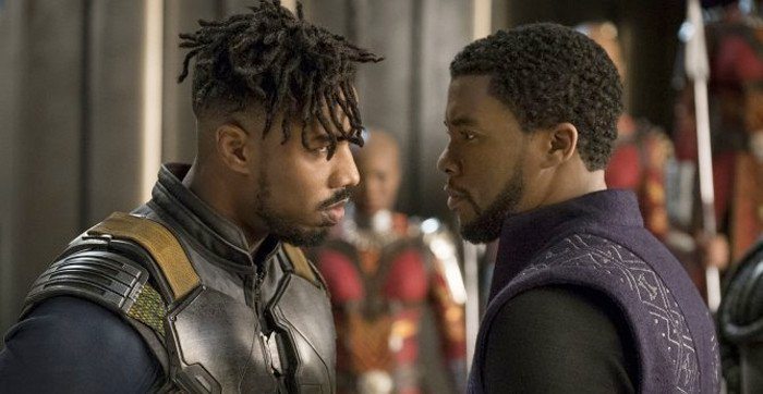 Michael B. Jordan och Chadwick Boseman i Ryan Cooglers "Black Panther"