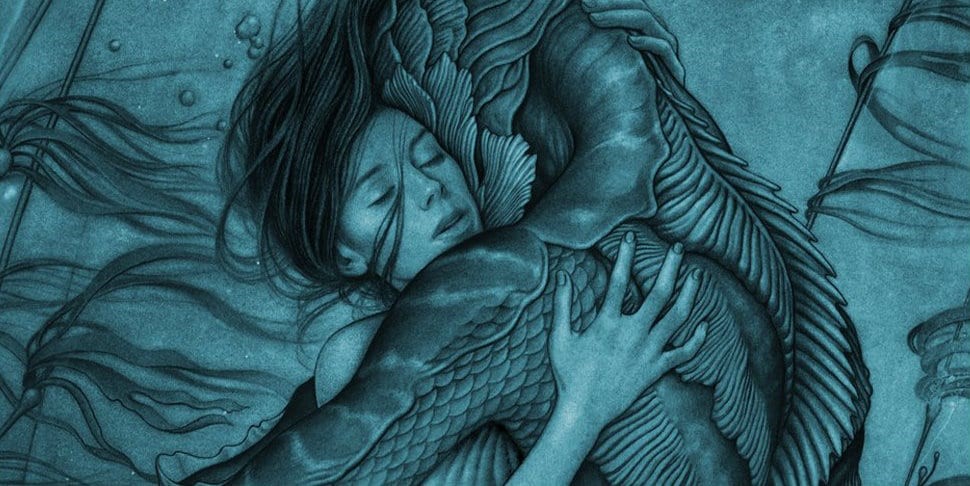 En poster från filmen "The Shape of Water".