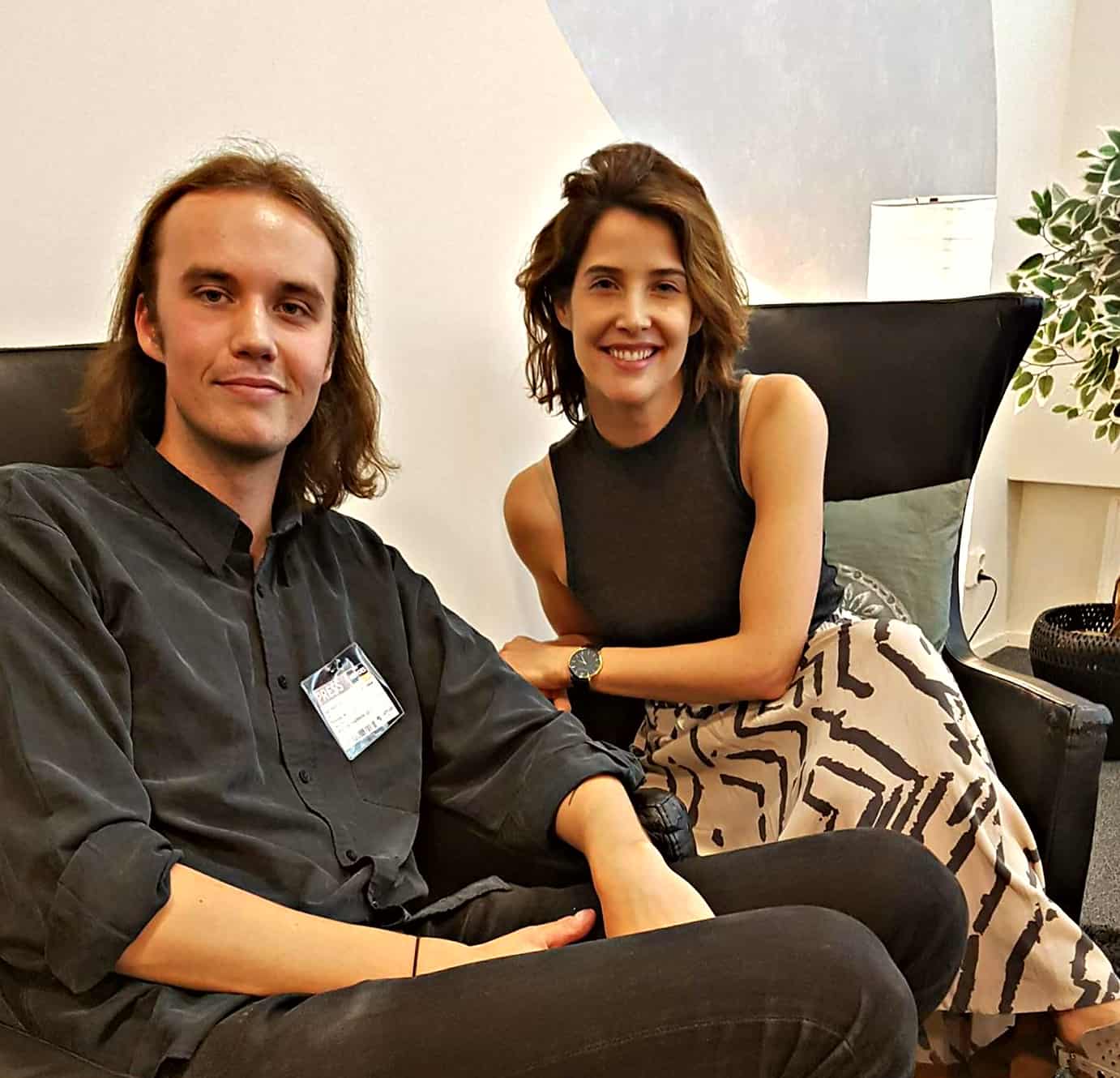 Filmtopps redaktionschef Axel Diedrichs och skådespelerskan Cobie Smulders