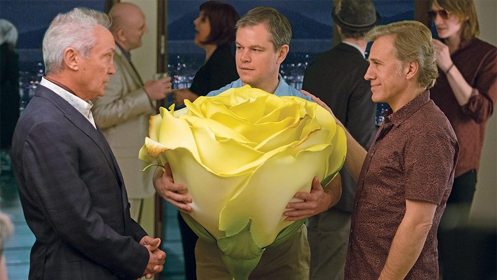 Udo Kier, Matt Damon och Christoph Waltz i Downsizing (2017).