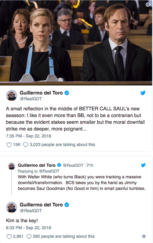 guillermo del toro tweet om better call saul