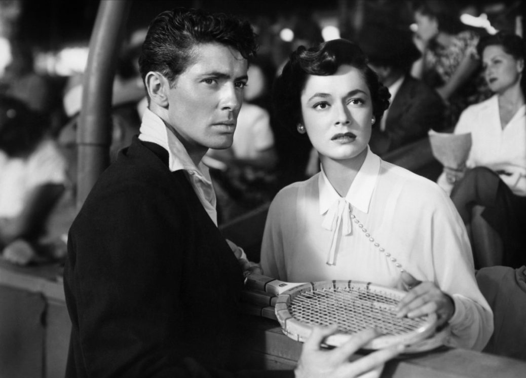 Farley Granger och Ruth Roman i "Strangers on a Train".