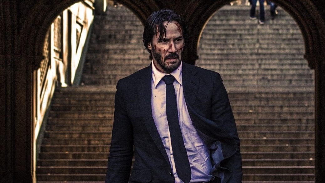 En bild på Keanu Reeves som en skadad John Wick i filmen John Wick: Chapter 3 - Parabellum. 