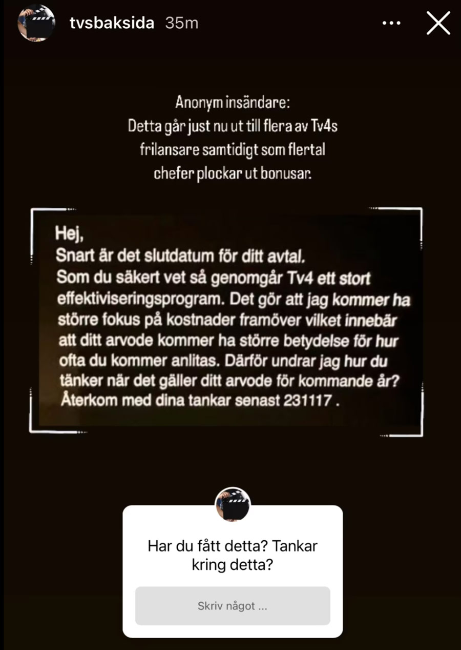 Arga medarbetare på TV4 – läcker information till pressen