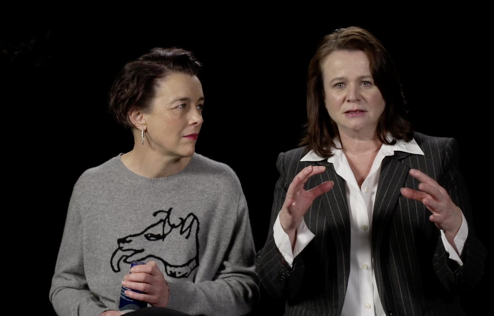 Olivia Williams och Emily Watson under intevjun med Filmtopp